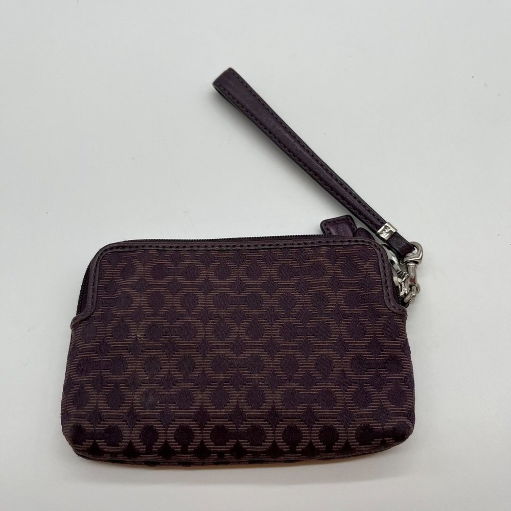 34. Coach Purple Canvas and Leather Signature Zip Top Wristlet - Picture 2 of 7